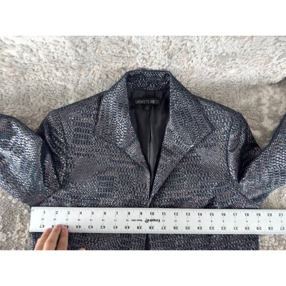 Lafayette 148 Size 8 Alpaca Wool Blend Caeer Blazer Jacket Black Gray Long Sleev - Picture 4 of 8